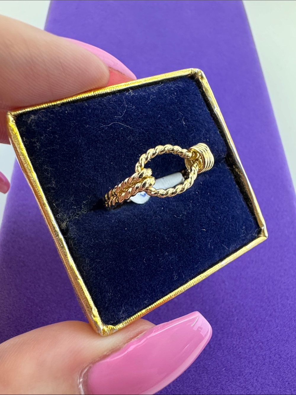 💛 Vintage Gold Plated Nautical Rope Knot Ring | Minimalist Stacking NOS - Picture 2 of 7